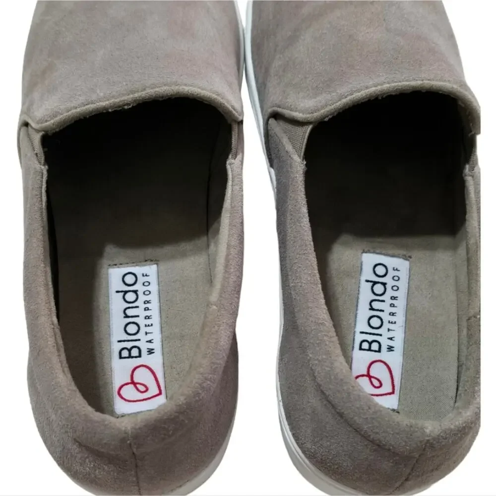 BLONDO Waterproof Beige Suede‎ Slip On Grey Sneakers Women's Size 9